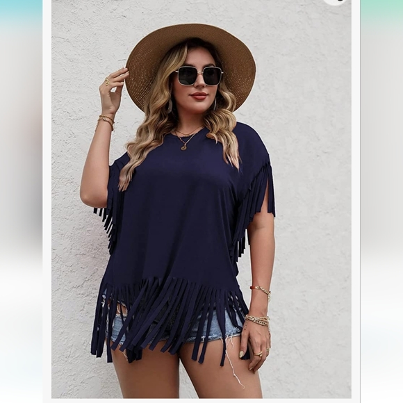 soly hux | Tops | Soly Hux Womens Plus Size Fringe Hem Half Sleeve Tee Size 4x Nwot | Poshmark